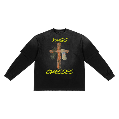 Sunfade Hand-Frayed Faux Two-Piece T-Shirt