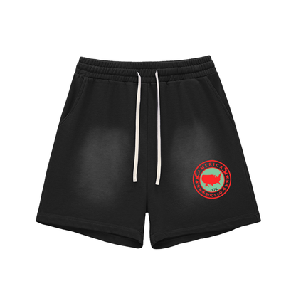 Sun Fade Raw Edge Cotton Shorts